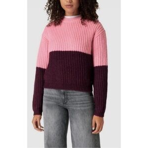 SCOTCH & SODA WOMENS PINK COLORBLOCK SWEATER WOOL SMALL